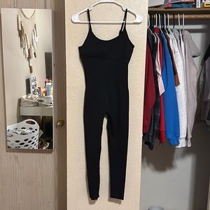 Skinny strap black one piece